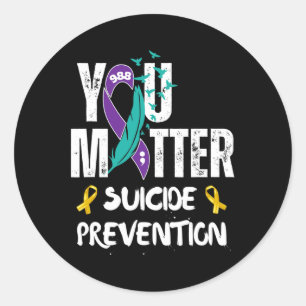 You Matter 988 Suicide Prevention Awareness Ribbon Classic Round Sticker
