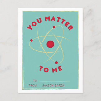 You Matter Classroom Valentine Holiday Postcard