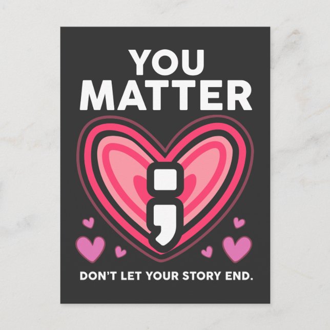 You Matter Story Semicolon Mental Health Awareness Postcard (Front)