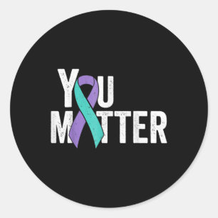 You Matter Suicide Prevention Teal Purple Awarenes Classic Round Sticker