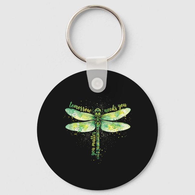 You Matter Tomorrow Needs You Dragonfly Mental Keychain (Front)