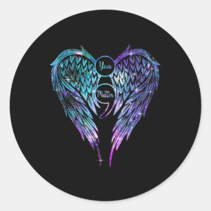 You Matter Wings Suicide Prevention Awareness (on Classic Round Sticker