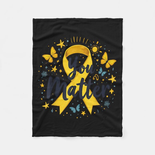 You Matther Suicide Prevention Awareness Yellow Ri Fleece Blanket (Front)