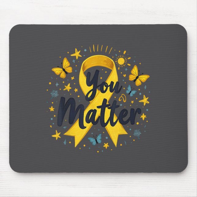 You Matther Suicide Prevention Awareness Yellow Ri Mouse Pad (Front)