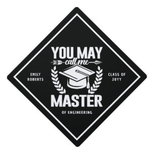 You May Call Me Master Funny Modern Black Class Of Graduation Cap Topper