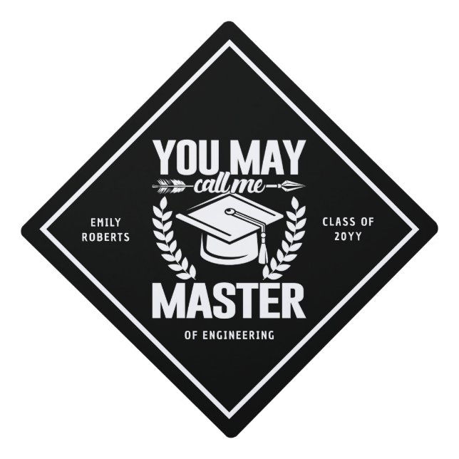 You May Call Me Master Funny Modern Black Class Of Graduation Cap Topper (Front)