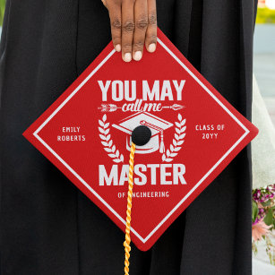 You May Call Me Master Funny Modern Red Class Of Graduation Cap Topper