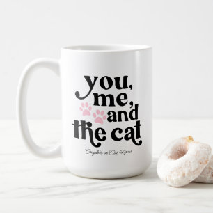You Me and the Cat Couple Minimalist  Coffee Mug