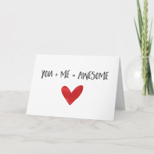 You + Me = Awesome   Love Note Holiday Card