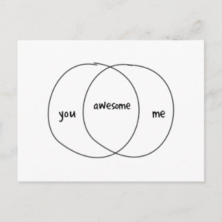 You Me Awesome Venn Diagram Postcard