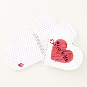 You & Me Chic Red Heart and Key Valentines Day Notebook
