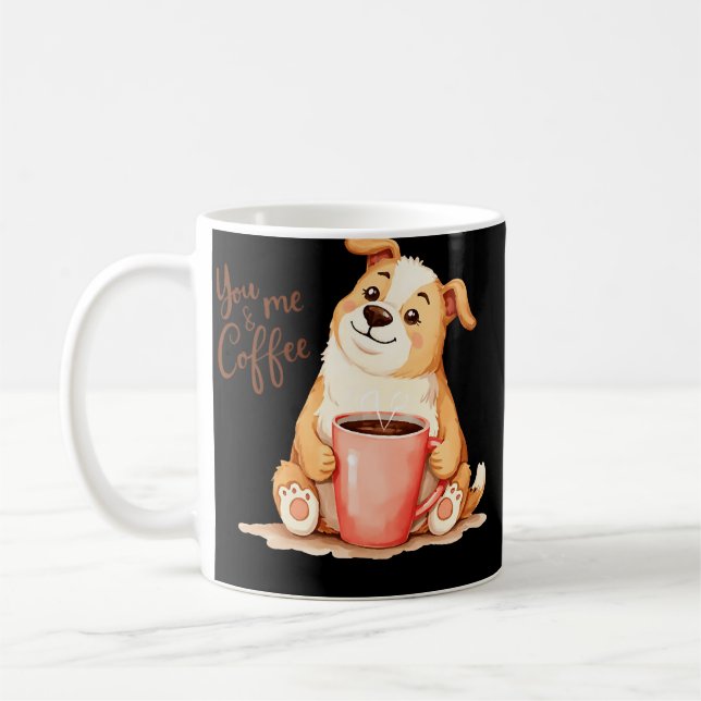 You & me Coffee - Cute Corgi & Cozy Brew Mug (Left)