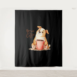 You & me Coffee - Cute Corgi & Cozy Brew Tapestry