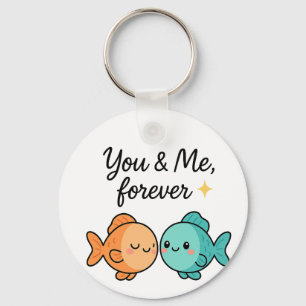 You & Me Forever Cute Fish Couple Design Keychain