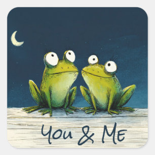 You & Me Frogs – Cute Romantic Animal Art Square Sticker