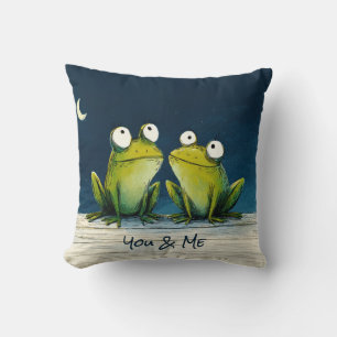 You & Me Frogs – Cute Romantic Animal Art Throw Pillow