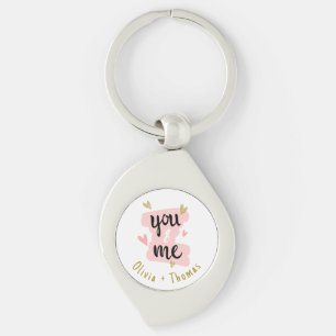 You & Me Happy Valentine's Day Modern Gift Keychain