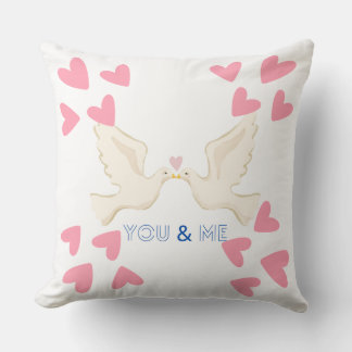 You & Me Love Doves Design Throw Pillow