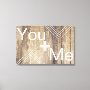 You + Me Modern Light Wood Planks & Arrows Canvas Print
