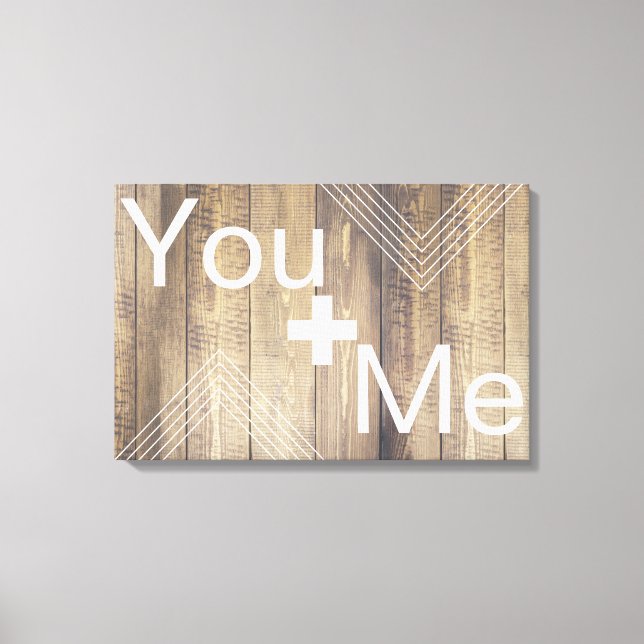 You + Me Modern Light Wood Planks & Arrows Canvas Print (Front)
