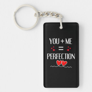 You + Me = Perfection - Cute Couple Design Keychain