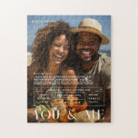 You & Me | Personalized Couples Photo Jigsaw Puzzle<br><div class="desc">This wedding stats puzzle is styled to look like a stylish magazine cover. Featuring trendy, modern typography overlay and your favourite photo. A perfect keepsake for very special day. Use the design tools to choose any background colour, add photos, change text fonts and colours to create your own one-of-a-kind keepsake....</div>