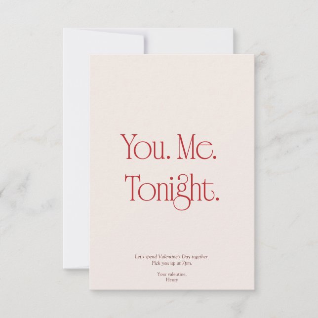 You. Me. Tonight. Valentine's Day Invitation Card (Devant)