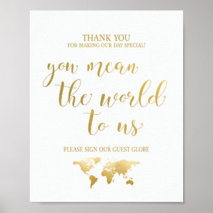 You Mean the World to Us   Globe Guest Book Sign
