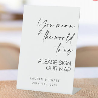 You Mean The World To Use Wedding Map Guestbook  Pedestal Sign