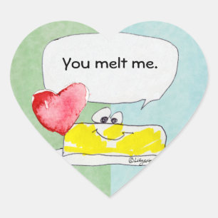 You Melt Me Butter Heart Shape Custom Sticker