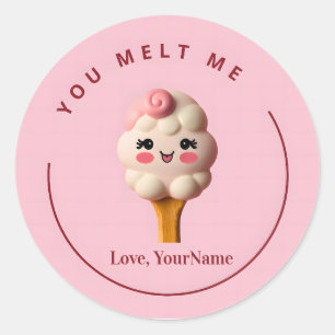 You Melt Me Cute Ice Cream Valentine Sticker