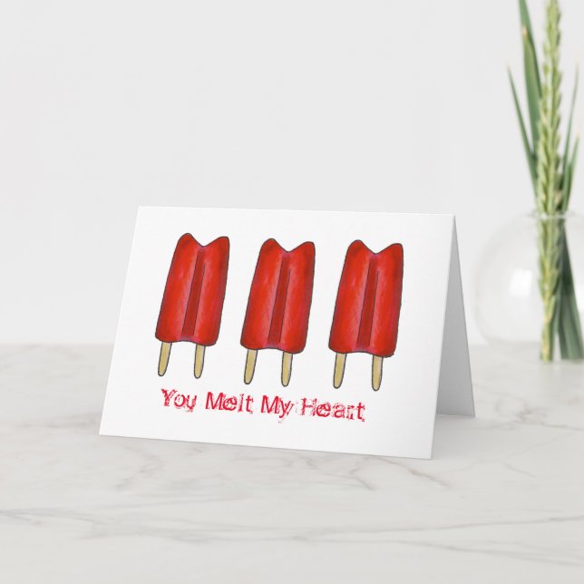 You Melt My Heart Red Popsicle Valentine's Day Holiday Card (Front)