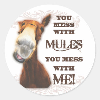 YOU MESS WITH MULES YOU MESS WITH ME CLASSIC ROUND STICKER