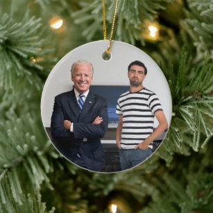 You Met President Joe Biden   Add Your Photo Ceramic Ornament