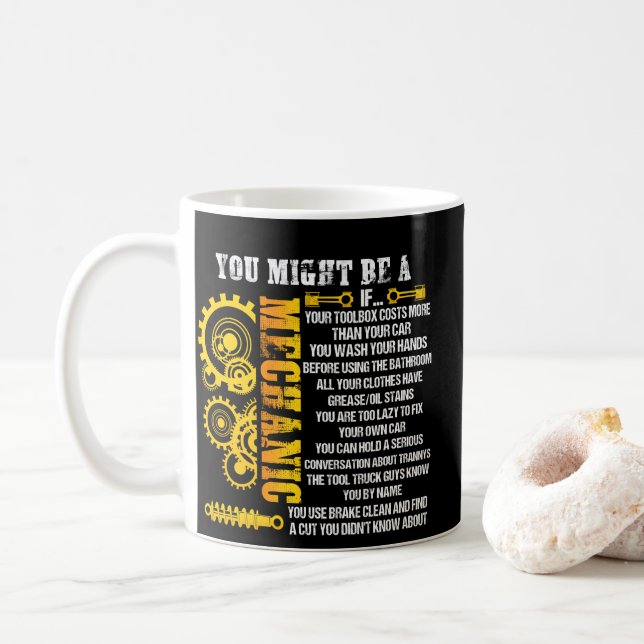 You Might Be A Mechanic If Reasons For Mechanical Coffee Mug (With Donut)
