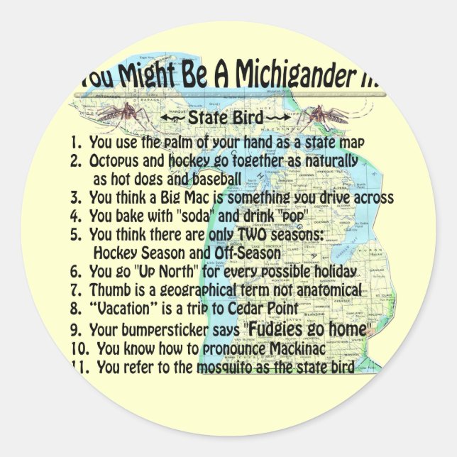 You Might Be A Michigander If: Classic Round Sticker (Front)