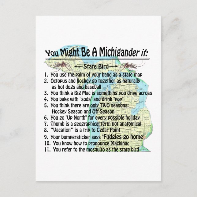 You Might Be A Michigander If: Postcard (Front)