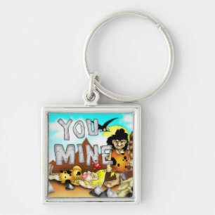 YOU MINE - Funny Prehistoric Caveman Valentine Keychain