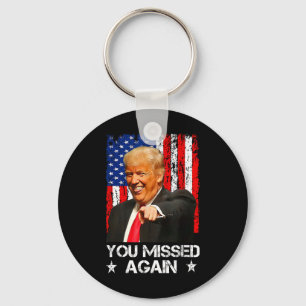 You Missed Again Twice Trump 2025 Usa Flag Keychain