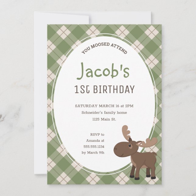 You Moosed Attend Moose Woodland Child's Birthday Invitation (Front)