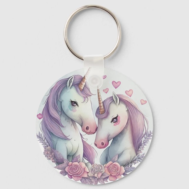 You, My Love, Are a True Unicorn Round Pillow Keychain (Front)