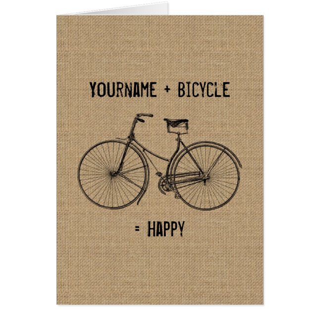 You Plus Bicycle Equals Happy Natural Burlap Sack (Front)