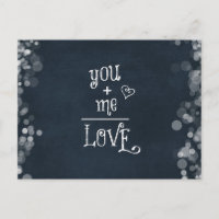 You Plus Me equals Love quote on Chalkboard