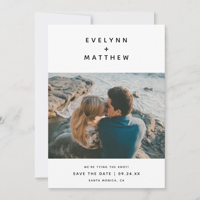 You Plus Me | Simple Modern Names | Black Save The Date (Front)