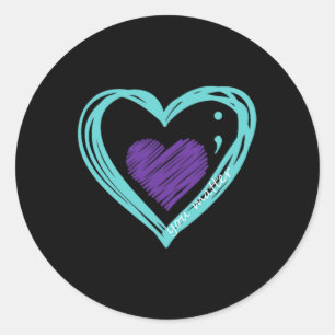 You Problem Suicide Prevention Awareness Teal Purp Classic Round Sticker