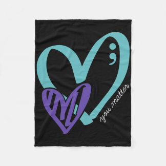 You Problem Suicide Prevention Awareness Teal Purp Fleece Blanket