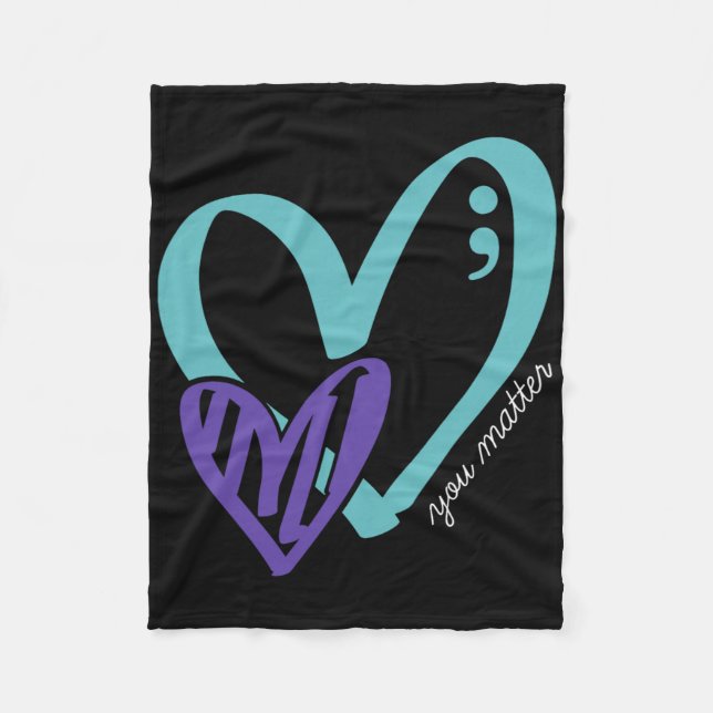 You Problem Suicide Prevention Awareness Teal Purp Fleece Blanket (Front)