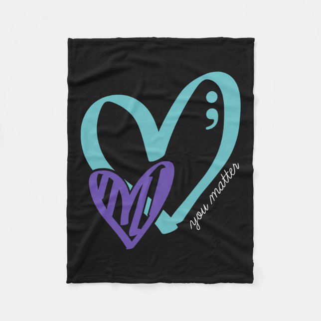 You Problem Suicide Prevention Awareness Teal Purp Fleece Blanket (Front)