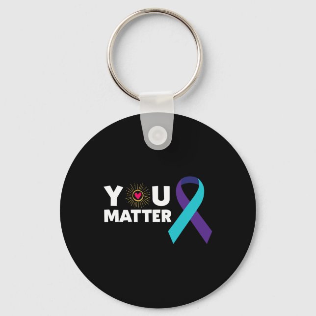 You Problem Suicide Prevention Awareness Teal Purp Keychain (Front)