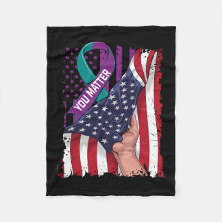 You Problem Teal And Purple Ribbon Suicide Awarene Fleece Blanket